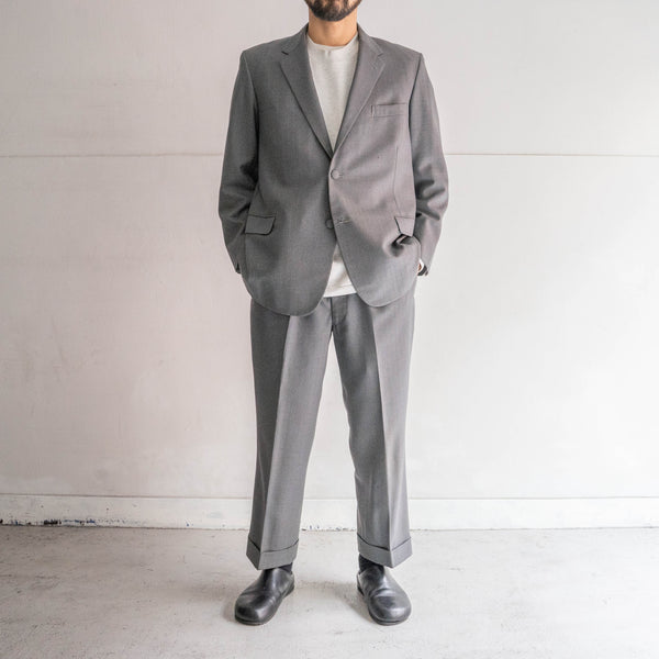 around 1970s Japan vintage gray × blue striped wool set up