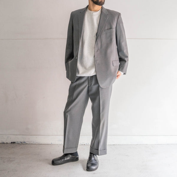 around 1970s Japan vintage gray × blue striped wool set up