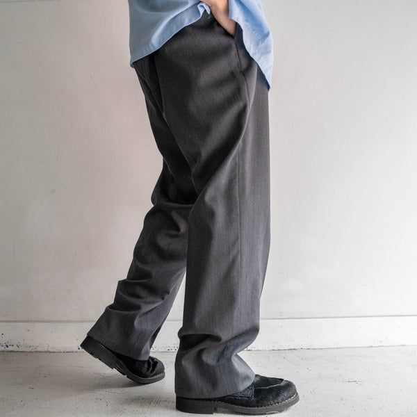 1990s Japan vintage gray based stripe 2 tuck slacks