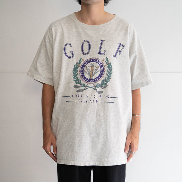 around 1990s gray color golf logo print T-shirt 'made in USA' -single stitch-