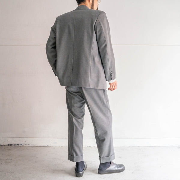 around 1970s Japan vintage gray × blue striped wool set up