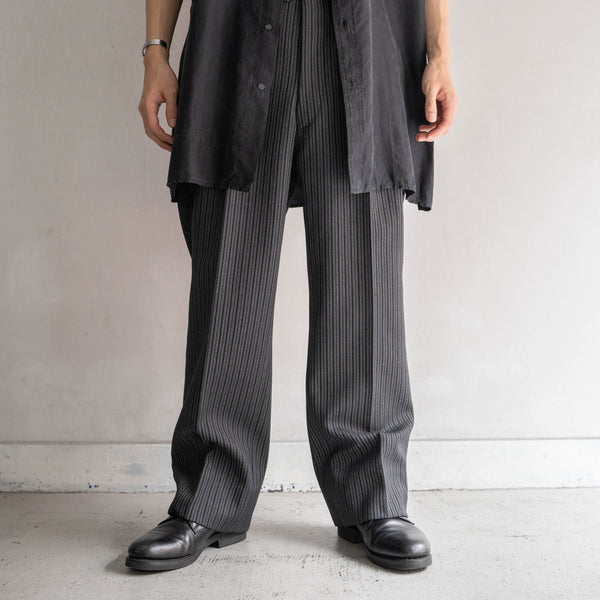 1980s Japan vintage gray × black stripe slacks