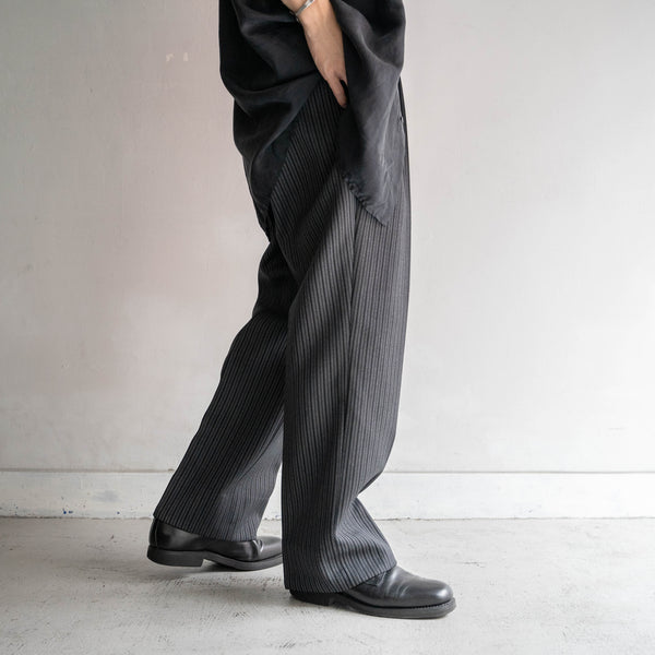 1980s Japan vintage gray × black stripe slacks