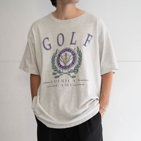 around 1990s gray color golf logo print T-shirt 'made in USA' -single stitch-