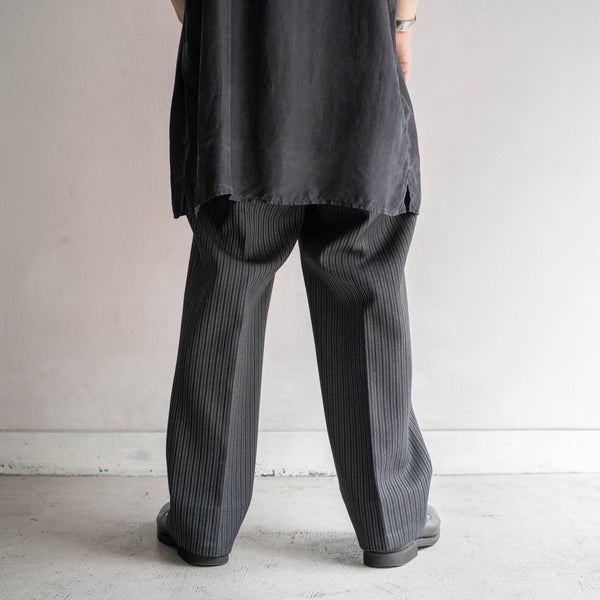1980s Japan vintage gray × black stripe slacks