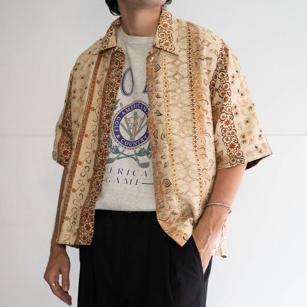 1980-90s cream color Flower and reaf pattern shirt 'remake'