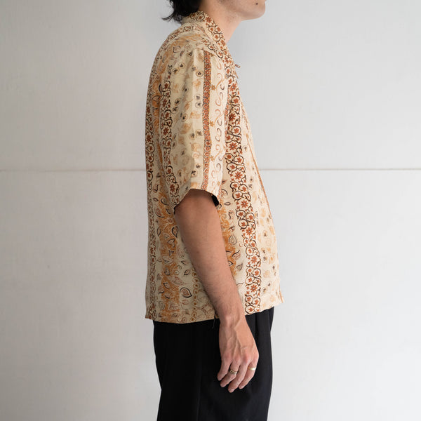 1980-90s cream color Flower and reaf pattern shirt 'remake'