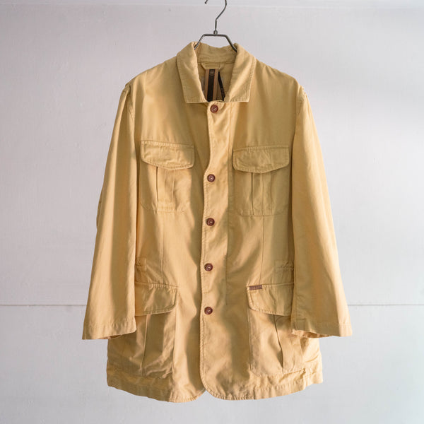 around 1990s yellow beige color 4 pockets jacket -hunting like-