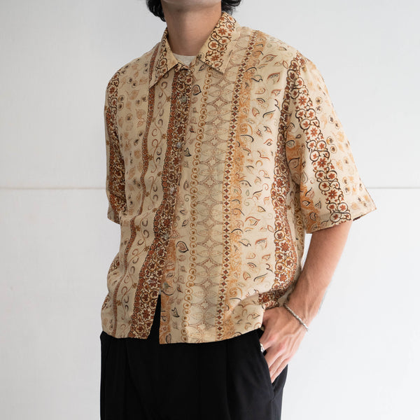 1980-90s cream color Flower and reaf pattern shirt 'remake'