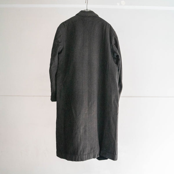 around 1960s Japan vintage dark gray wool long coat -old fabric-