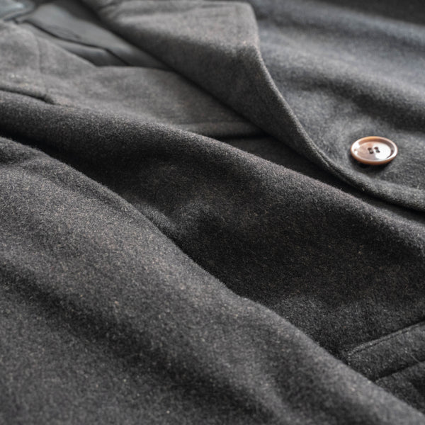 around 1960s Japan vintage dark gray wool long coat -old fabric-