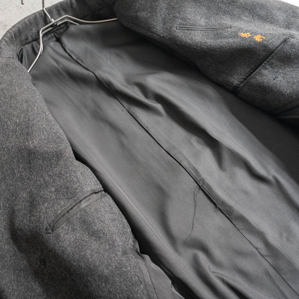 around 1960s Japan vintage dark gray wool long coat -old fabric-