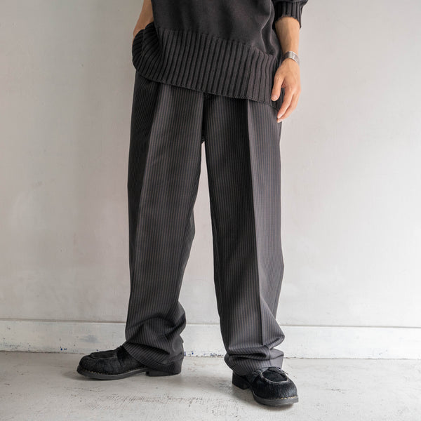 1990s Japan vintage sumikuro stripe 3 tuck slacks -light weight-