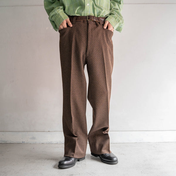 1970-80s Japan vintage brown weavy slacks -good pattern-