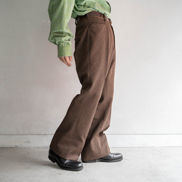 1970-80s Japan vintage brown weavy slacks -good pattern-
