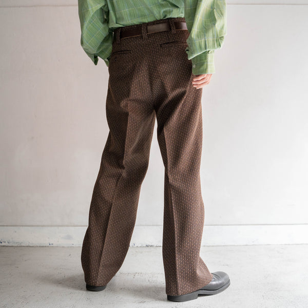 1970-80s Japan vintage brown weavy slacks -good pattern-