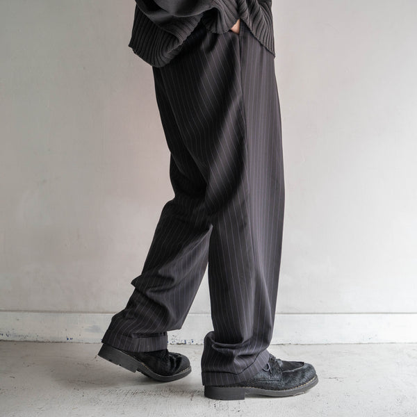1990s Japan vintage navy × purple stripe 2 tuck slacks
