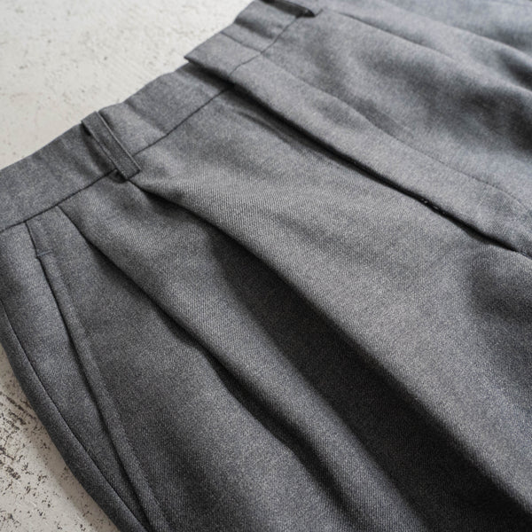 1990-00s Japan gray color 2 tuck wool slacks