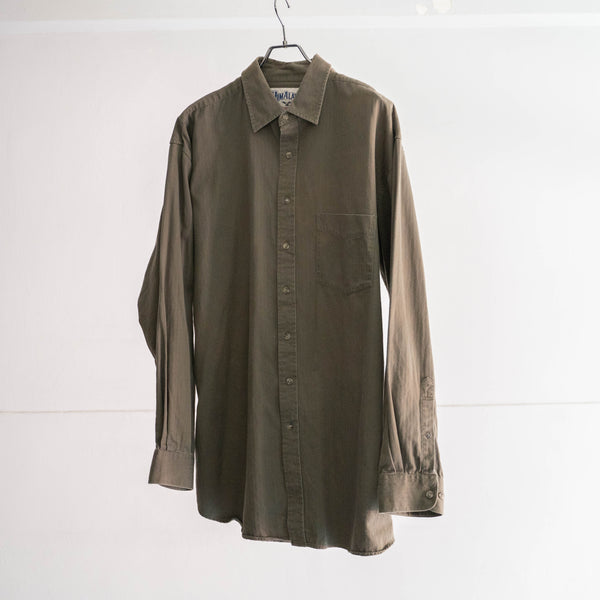 around 1990s khaki color herringbone button down shirt