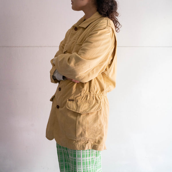 around 1990s yellow beige color 4 pockets jacket -hunting like-