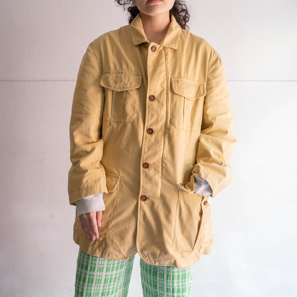 around 1990s yellow beige color 4 pockets jacket -hunting like-