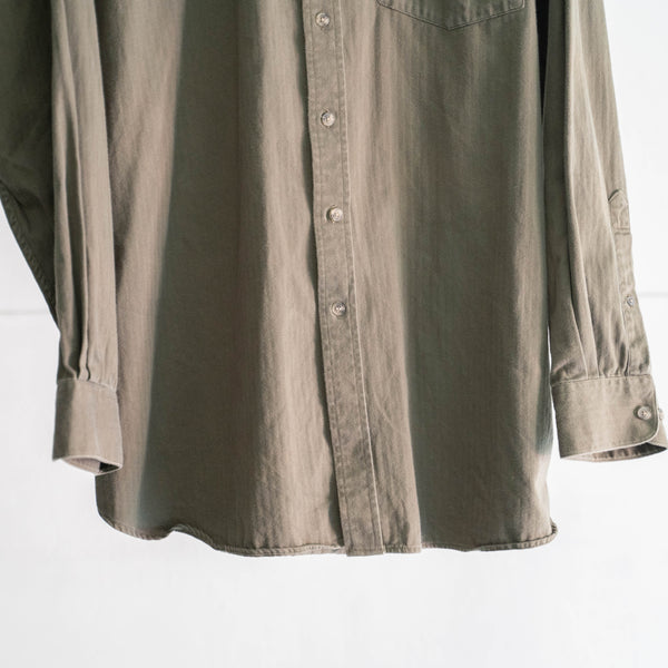 around 1990s khaki color herringbone button down shirt