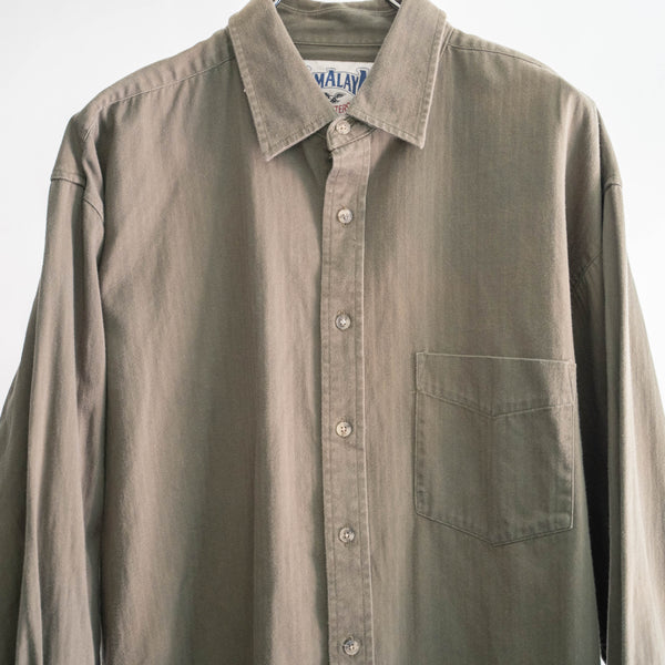 around 1990s khaki color herringbone button down shirt