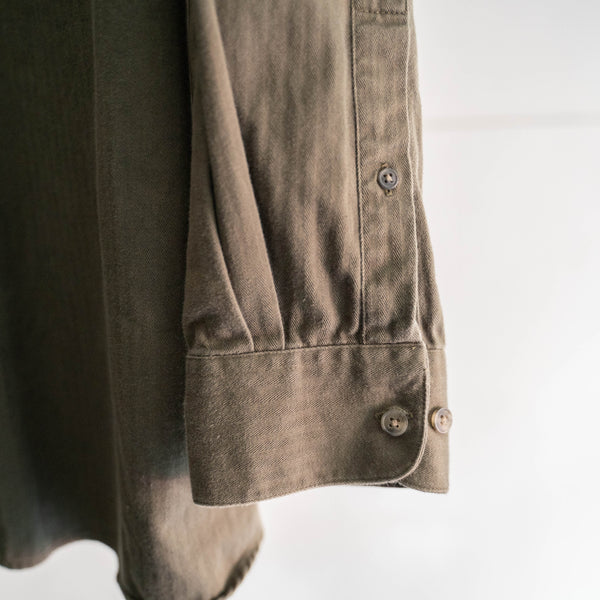 around 1990s khaki color herringbone button down shirt