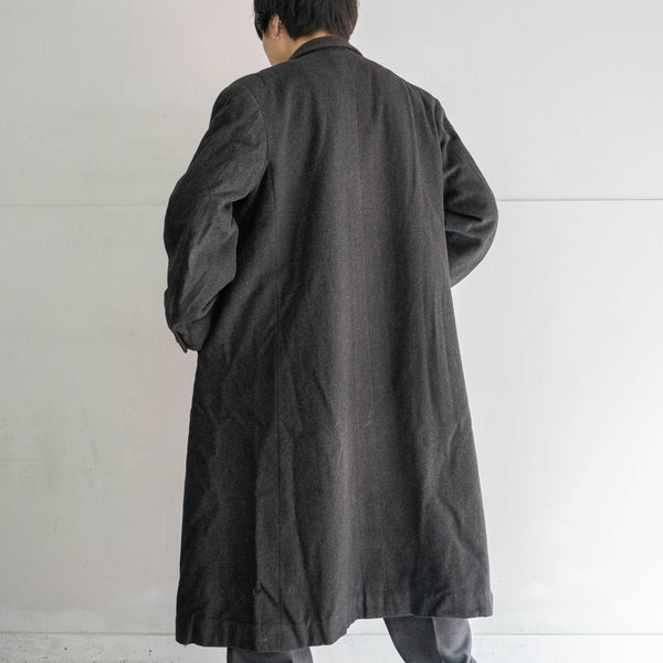 around 1960s Japan vintage dark gray wool long coat -old fabric-