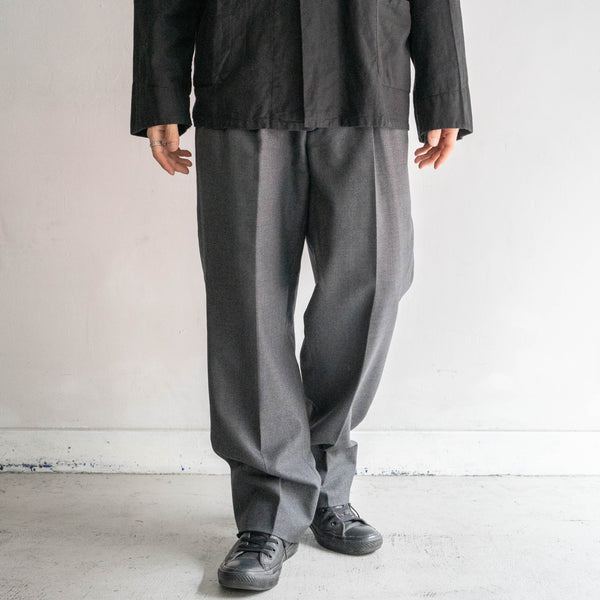 1990-00s Japan gray color 2 tuck wool slacks