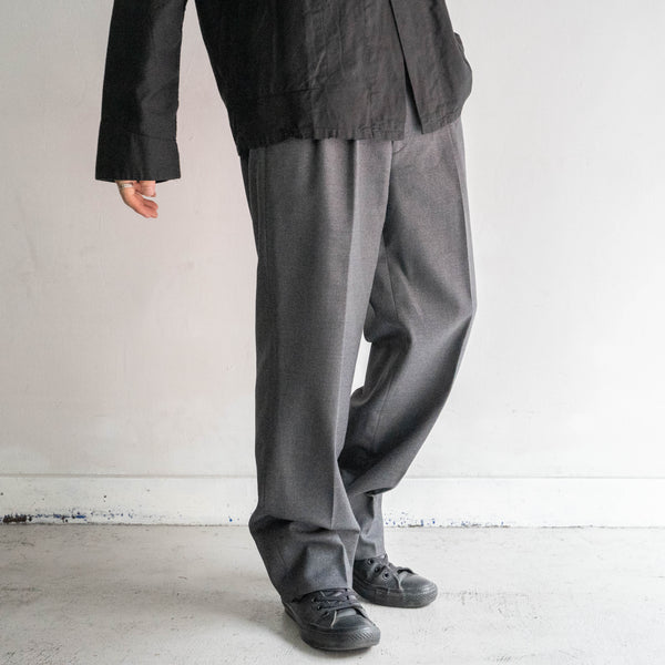 1990-00s Japan gray color 2 tuck wool slacks