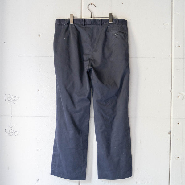 1980-90s Italian military navy color one tuck chino pants -good fade-