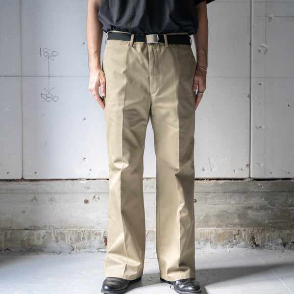 around 1990s Italian military beige color one tuck chino pants 'dead stock'