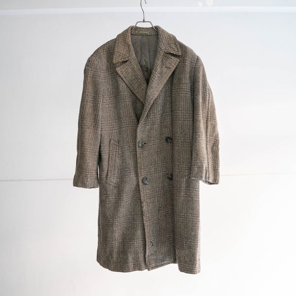 around 1960s France double breasted tweed coat "boro"