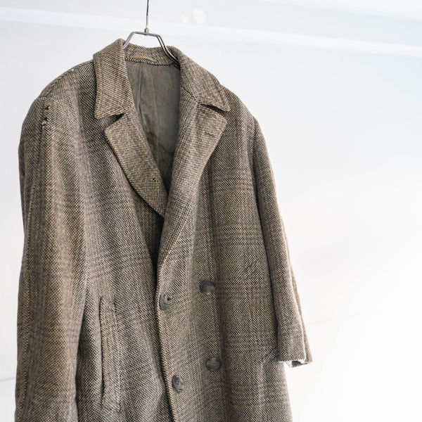around 1960s France double breasted tweed coat "boro"