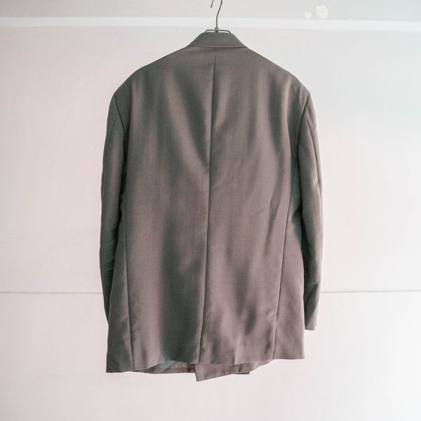 1980s Japan vintage gray green double breasted tailored jacket