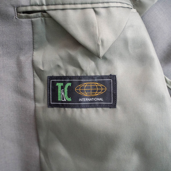 1980s Japan vintage gray green double breasted tailored jacket