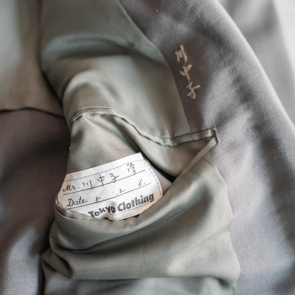 1980s Japan vintage gray green double breasted tailored jacket