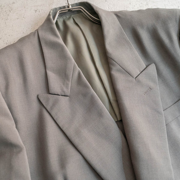 1980s Japan vintage gray green double breasted tailored jacket