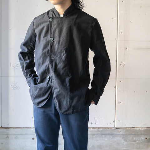 1970-80s Italian military cotton twill chef jacket 'dead stock' -black dyed-