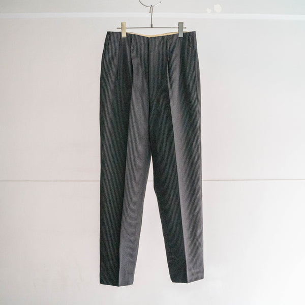 1970s Japan vintage black striped 2 tuck wool pants