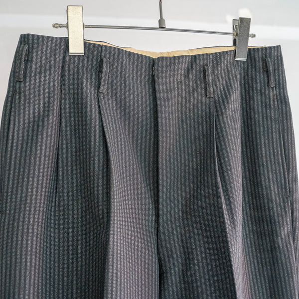 1970s Japan vintage black striped 2 tuck wool pants
