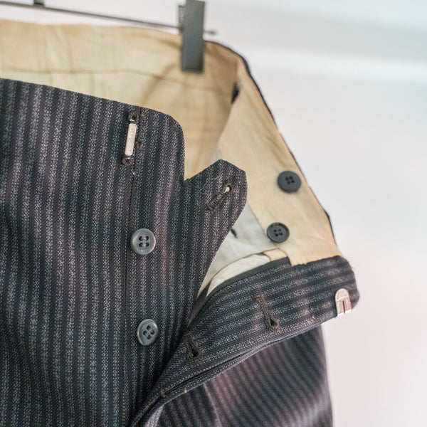 1970s Japan vintage black striped 2 tuck wool pants