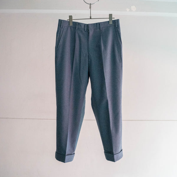 1990s Japan vintage smoky blue one tuck wool slacks