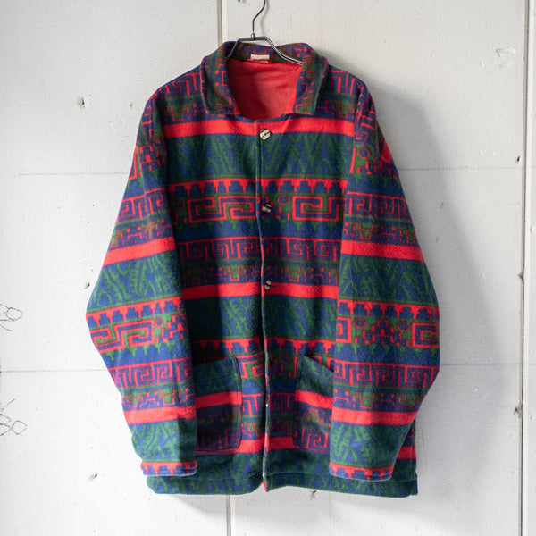 around 1980s Swiss ethnic pattern fleece jacket