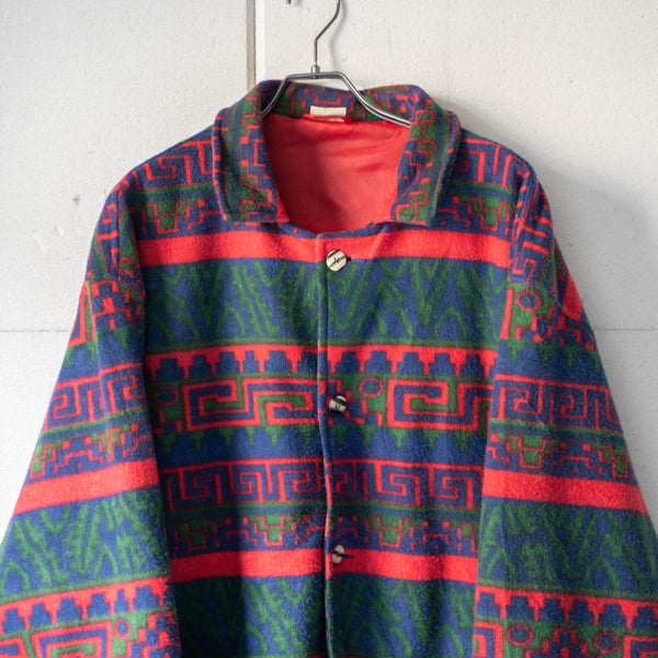 around 1980s Swiss ethnic pattern fleece jacket