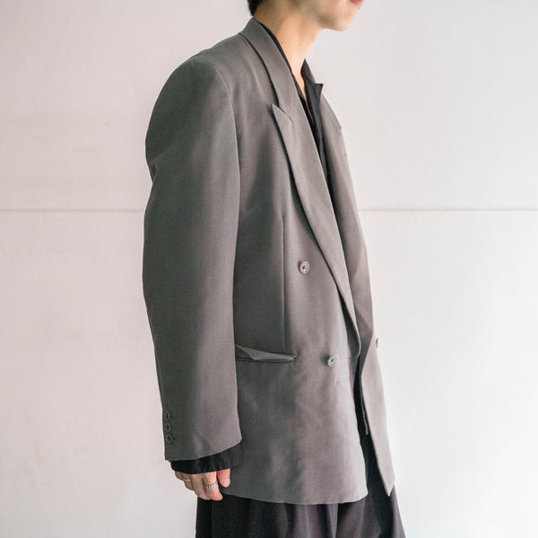 1980s Japan vintage gray green double breasted tailored jacket