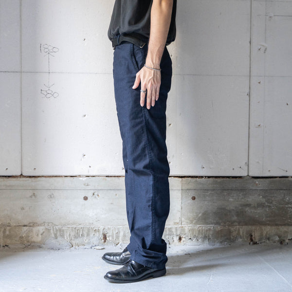 around1990s France Adolphe Lafont cotton twill work pants -black dyed- 'dead stock'