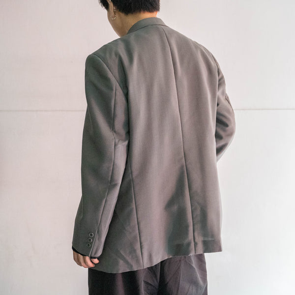 1980s Japan vintage gray green double breasted tailored jacket