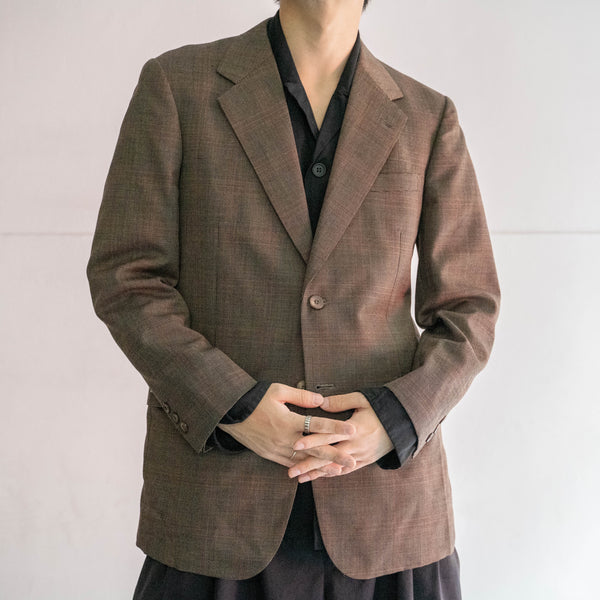 1980s Japan vintage brown × red striped tailored jacket